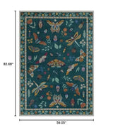 Lahome Insect Print 5x7 Area Rugs for Living Room, Soft Washable Rugs for Bedroom Ultra-Thin Non Slip Modern Rug, Throw Rug Carpet for Office Nursery Dining Room Vionnet(5'x7',Dark Green)