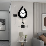 Decorative Wall Clock for Living Room Decor Large Modern Wall Clocks with Pendulum Battery Operated for Bedroom Office Kitchen Home Small Black Silent Wall Clock Non Ticking 11.8*22.4 Inch