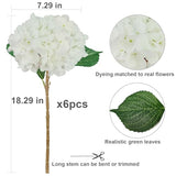 6PCS White Hydrangea Artificial Flowers, Bulk Silk Fake Flower with Stems, Faux Hydrangeas Bouquets for Home Décor, Wedding, Party, and Office Table Centerpieces.