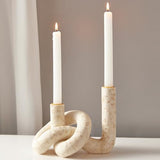 DN DECONATION Knot Shaped Taper Candle Holders, Boho Candlestick Holders