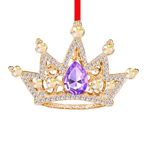 WaaHome Metal Crown Christmas Ornaments Purple and Gold Queen Crown Keepsake Ornaments for Christmas Tree Decorations Gifts for Women Girls Mom Sisters Kids