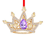 WaaHome Metal Crown Christmas Ornaments Purple and Gold Queen Crown Keepsake Ornaments for Christmas Tree Decorations Gifts for Women Girls Mom Sisters Kids