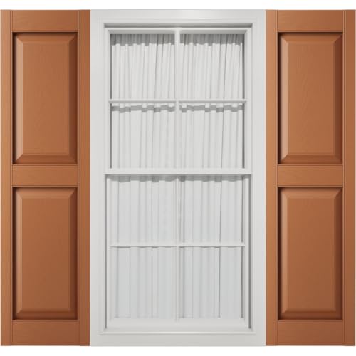 12"W x 47"H Mid-America Vinyl, Standard Size Williamsburg Double Panel Shutters, w/Installation Shutter-Lok's & Matching Screws (Per Pair), 471 - Treated Cedar