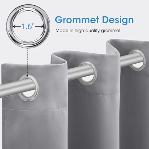 HOMEIDEAS Blackout Curtains for Bedroom 52 X 84 Inch Long 2 Panels Set Light Grey/Gray Room Darkening Curtains/Drapes, Soundproof Thermal Grommet Window Curtains for Living Room