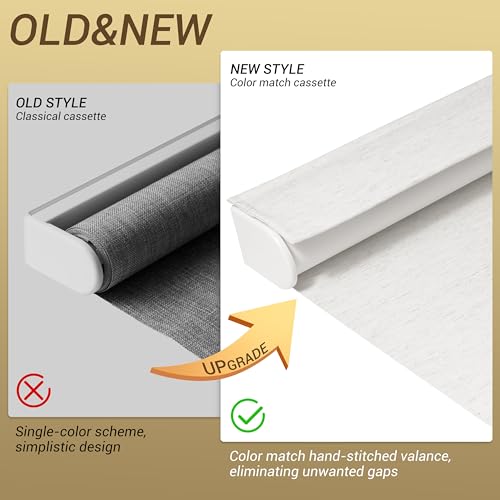Boolegon Cordless Blackout Roller Shades for Windows, Free-Stop Linen Shades with Valance, Thermal Insulated Fabric, UV Protection Roller Blinds for Home, Office (Beige, 15" W x 48" H)