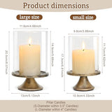 Set of 2 Hurricane Candle Holder Set with Glass Dome & Iron Base – Elegant Decorative Pillar Candle Holders for Living Room, Dining Room & Bedroom Centerpiece - Ideal Home Décor