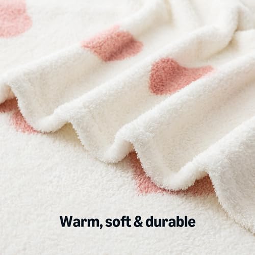 Amazon Basics Fleece Throw Blanket, Reversible Decorative Hearted Pattern for the Bed, Couch and Sofa, 50" W × 60" L, Pink Heart