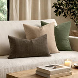 MIULEE Chocolate Brown Chenille Couch Lumbar Throw Pillow Covers, 12x20