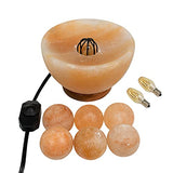 Himalayan Fire Bowl Salt Lamp with 6 Massage Balls Premium Quality Authentic from Pakistan