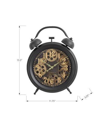 Monarch Specialties I 9014 Clocks, 12" Round, Gear Mechanism, Table Clock, Brown, Transitional