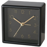 WHW Whole House Worlds Mid-Century Modern Alarm Clock | Quartz Movement, Black, Gold Accents, Square, 1 AA Battery (Not Included) 3.75"