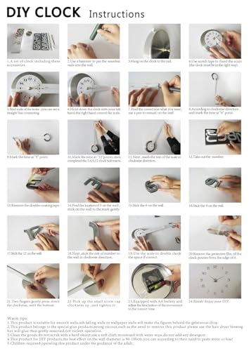 Timelike Large DIY Wall Clock, Modern 3D Frameless Wall Clock with Mirror Numbers Stickers for Home Office Living Room Bedroom Wall Decoration