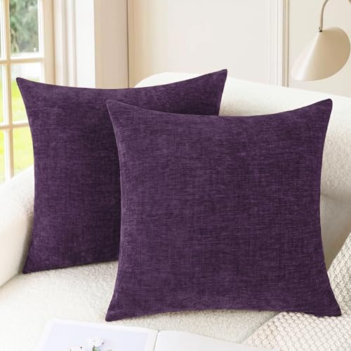 CaliTime Decorative Couch Throw Pillow Covers 20 X 20 Inches Plum Purple