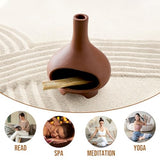 Palo Santo Holder Handmade Ceramics Incense Burner Chimney Dish Smudge Bowl for Palo Santo Sticks Sage Bundles with Brush(Brown)