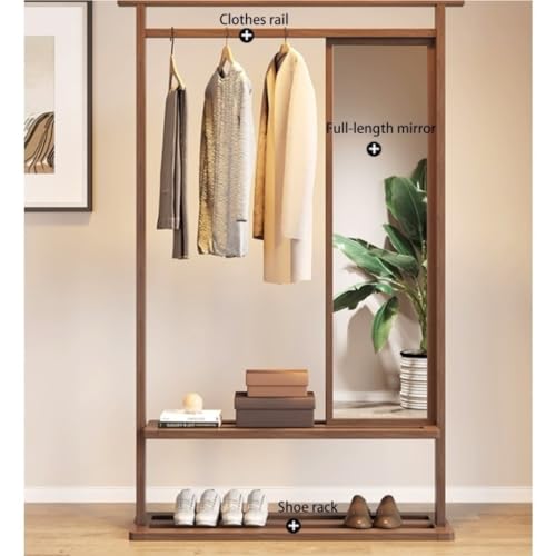 Full-Length Mirror Home Dressing Mirror Hanger Chinese Style Coat Rack with Mirror Full Body Mirror Home Bedroom Fitting Mirror Hanger Full Length Floor Mirror (88cm)