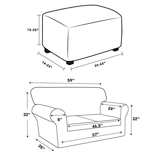 Easy-Going Ottoman L Bundles Loveseat slipcover