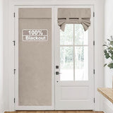 RYB HOME Linen Door Curtain 100% Blackout French Door Curtain for Glass Window, Fully Light Blocking Privacy Window Drapes Lightweight Tie up Shade, W 26 x L 69, Sand, 1 Panel