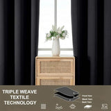 100% Blackout Curtains - Solid Thermal Insulated Thick Fabric Black Blackout Curtains for Bedroom, Grommet Soundproof Window Drapes, 2 Panels, 2x52Wx84L Inches