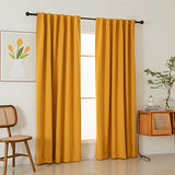 Pickluc Blackout Curtains 84 Inches Long 2 Panels, Black Out Drapes for Bedroom or Living Room, Back Tab and Rod Pocket Top, Set of Two, Mustard Yellow, 52" Wide and 84" Length.