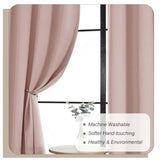 Lecloud Blush Pink Kitchen Curtains 36 Inch Length 2 Panels, Soft Privacy Window Short Curtains, Thermal Insulated Rod Pocket Curtain Tiers for Bedroom Bathroom Small Windows, 40" W x 36" L