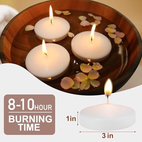 80 Pack White Floating Candles 3 inch Unscented Floating Candles for Centerpieces 8 Hours Long Burn Time-3” Floating Emergency Candle Bulk for Wedding Cylinder Vases