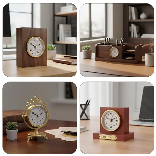 1 Pc Gold Mini 2-1/2 Insert Clock 65mm Round Movement Clock White Face Tone Arabic Numerals Head Mini Home Décor Product