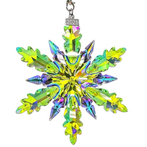 Annual Edition Ornament 2026, Crystal Glass Snowflake Christmas Ornaments | Sparkly Crystal Star Ornaments For Christmas Tree, Elegant Cute Christmas Ornaments Gift For Women, Unique Xmas Ornament