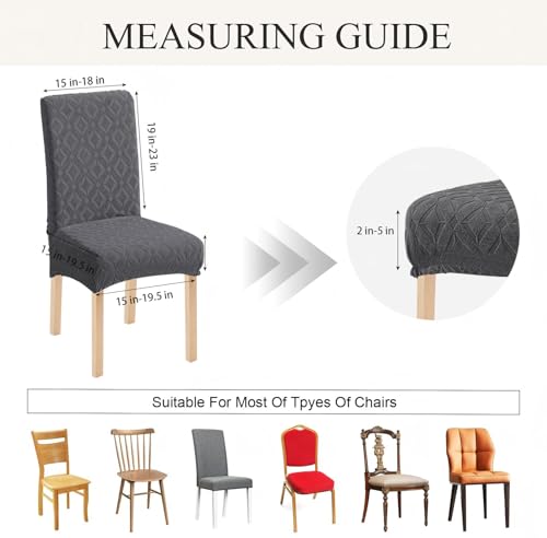 Genina Waterproof Chair Covers for Dining Room Set of 4, Removable Washable Chair Slipcover Protectors, Dark Gray