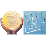Funnli Daughter Gifts Moon Lamp + Son Gifts Acrylic Puzzle Plaque