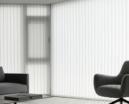 12PCS White PVC Vertical Blind Replacement Slats with 12pcs 3CM Repair Tabs | Vertical Blinds Vanes for Sliding Glass Patio Door Windows, (3.5 ×82.5 Inch) Pre-Punched Hanging Hole Window Blind