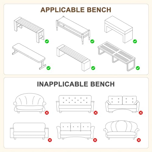 M METERXITY Jacquard Bench Slipcover, 41-51" Rectangle Solid Bench Seat Cover, Removable Washable for Banquet/Bedroom/Piano [Navy Blue,