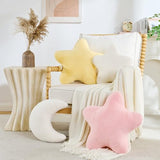 CANGHI Yellow Star Pillow 15.7" Faux Rabbit Fur Throw | Super soft plush decorative cushion, celestial shaped decor for couch, bed and living room. Cozy.