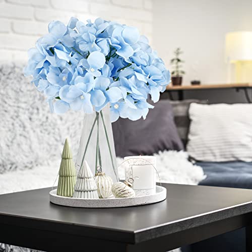 JPSOR 40pcs Artificial Hydrangea Silk Flower Heads with Stems, Fake Flowers for Wedding Centerpiece Home Garden Party Decoration (Blue)