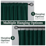 SimpleHome Dark Green Velvet Curtains 96 Inches for Living Room,Rod Pocket Luxury Blackout Velvet Curtains Thermal Insulated 2 Panels Room Darkening Drapes,W40 x L96