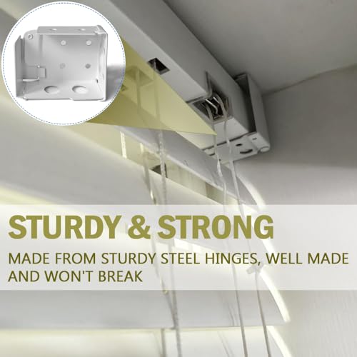 2PCS Mini Blind Brackets, Metal Window Blind Brackets, 2 inch White Window Blinds Headrail Holder Bracket for High Profile Blinds