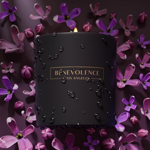 Benevolence LA Premium Lavender & Lilac Scented Candle – Long-Lasting, 45-Hour Burn – Luxury Natural Soy Candle for Home – Aromatherapy & Room Decor – 8oz
