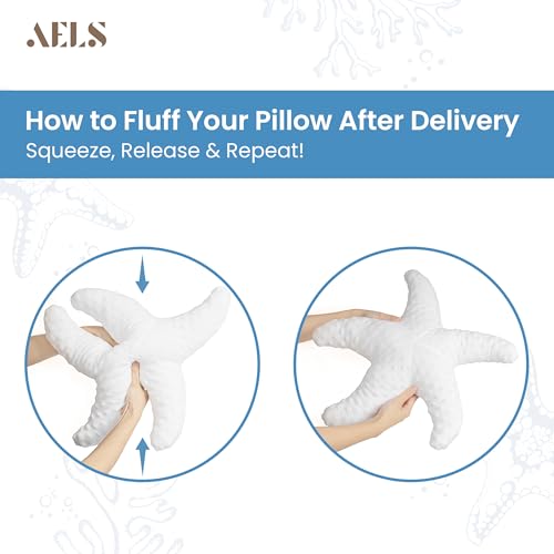 AELS Coastal Throw Pillows Set of 2, Starfish Seahors Pillows, Beach Ocean Nautical Themed Smooth Soft Minky Decorative Throw Pillows, Cute Pillow for Couch Sofa Bed Living Room Bedroom Nursery, White