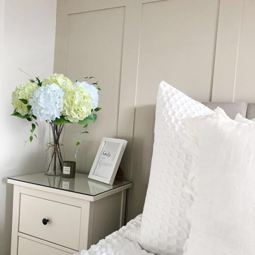 JINWOE Green Hydrangea Artificial Flowers, 5Pcs 20Inch Large Lifelike Faux Silk Flowers, Full Artificial Hydrangeas for Bouquet Table Centerpieces Indoor Spring Outdoor Home