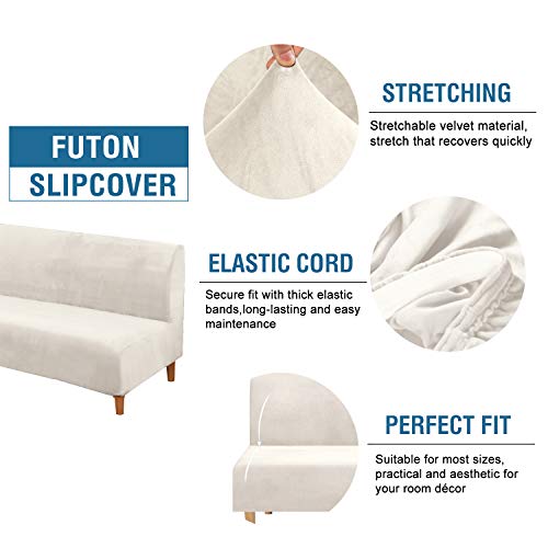 H.VERSAILTEX 3 Piece Sofa Cushion Covers Bundle Armless Futon Cover, Ivory