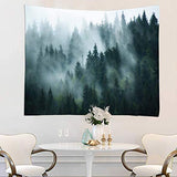 YISURE Misty Forest Tapestry, Foggy Tree Wall Hanging Small Tapestries Nature Pine Woodland Wall Art for Bedroom Living Room, 60‘’W x 40''L