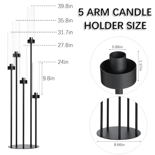4Pcs 39.8'' Black Floor Candelabra Centerpiece for Wedding Table Decor
