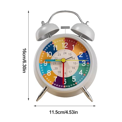 Childrens Analog Alarm Clock, Quiet Non Ticking Time Learning Clocks with Backlight Feature, Vibrant Educational Clock for Kids Room and Nursery, Ideal Early Learning Gift for Boys and Girls
