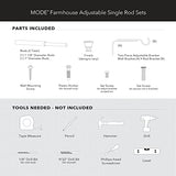 MODE Farmhouse Collection 1 1/8" Diameter Curtain Rod Set with Porch Doorknob Curtain Rod Finials and Steel Wall Mounted Adjustable Curtain Rod, Fits 36” to 72” Windows, Weathered Oak