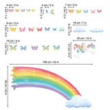 decalmile Rainbow Wall Decals Unicorn Rainbow Butterflies Clouds Wall Stickers Baby Nursery Girls Bedroom Daycare Wall Decor Gifts for Girls