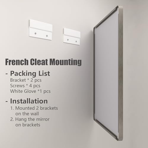 22x30 Inch Silver Bathroom Mirror, Brushed Metal Framed Vanity Mirror for Wall, Rounded Corner Rectangle Mirror, Anti- Rust (Horizontal/Vertical)