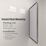 22x30 Inch Silver Bathroom Mirror, Brushed Metal Framed Vanity Mirror for Wall, Rounded Corner Rectangle Mirror, Anti- Rust (Horizontal/Vertical)