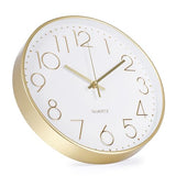 Wall Clock 12 Inch Non-Ticking Silent Modern Simple Style Round Decor Clock Gold Stereoscopic Dial Quartz Wall Clocks for Home/Office/School/Living Room/Bedroom/Kitchen