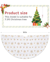 COOLWUFAN 60 Inches Faux Fur Christmas Tree Skirt for Xmas Tree Holiday Party Decoration White Plush Gold Sequin Snowflake (Gold)