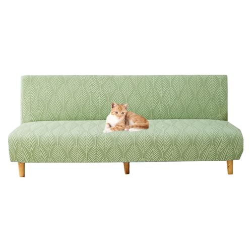 Futon Couch Cover Without Arms, Sofa Cover Armless, Futon Covers Slipcover Twin Queen Full Size, for Living Room, Bedroom (Green,Medium)