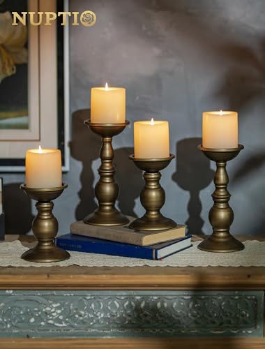 NUPTIO Bronze Candle Holder for Pillars: Candle Stand for 3 inches Candles